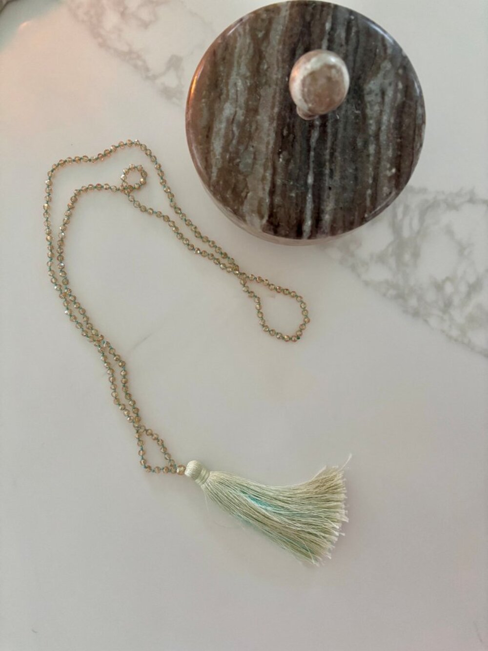 Crystal Tassel Necklace – 18” Strand w/ 4” Tassel – Elegant & Boho Luxe